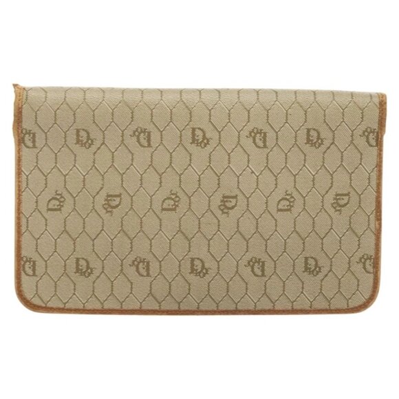 Christian Dior Honeycomb Canvas Chain Shoulder Bag PVC Beige Gold Auth ti3242 - Picture 2 of 16